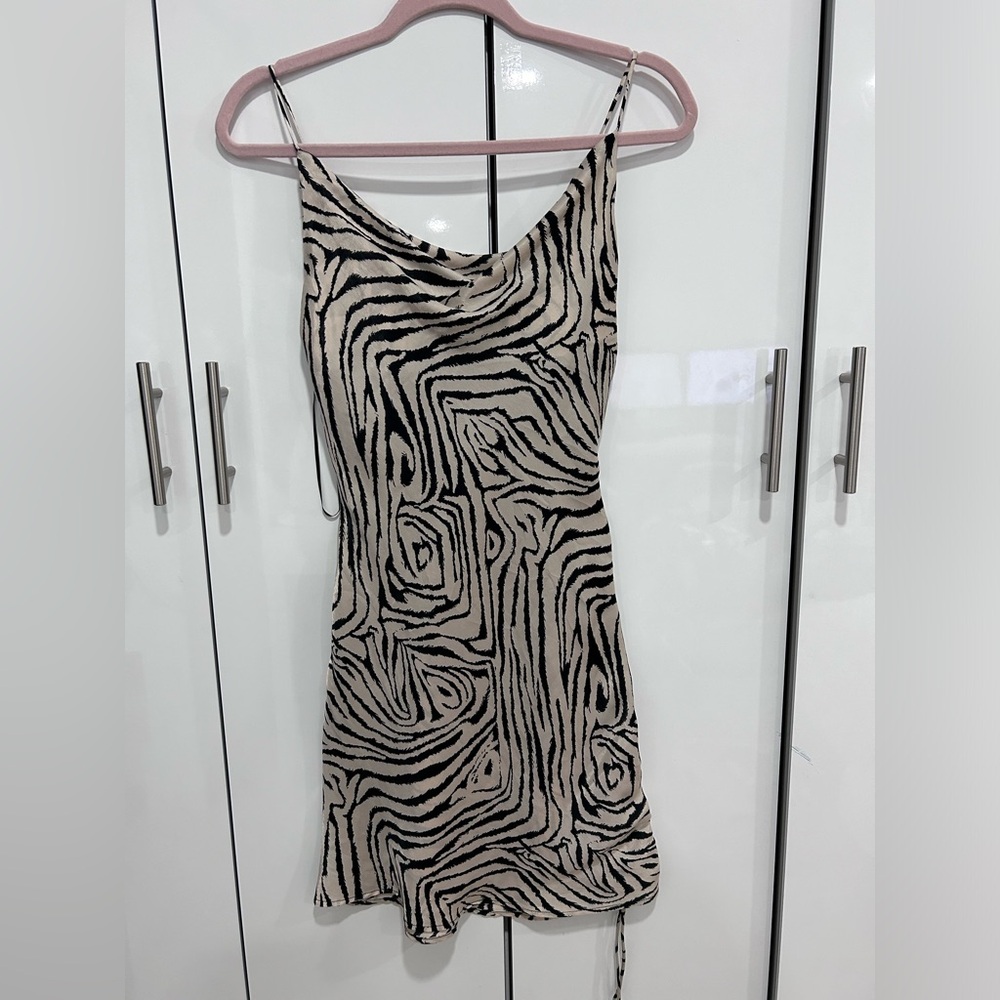 Topshop Black and White Swirl satin Mini Dress